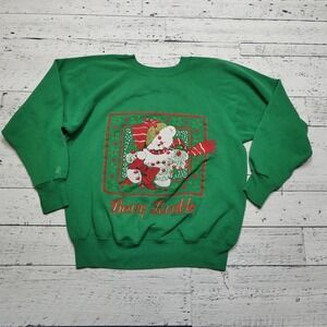 Vintage Ultra Sweats Sweatshirt Mens Large Green Beary Lovable Bear Made USA 80s